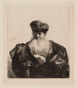 Starý muž s vousy, kožešinovou čepicí a sametovým pláštěm od Rembrandt van Rijn