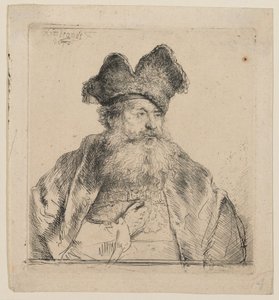 Stařec s rozříznutou kožešinovou čepicí od Rembrandt van Rijn