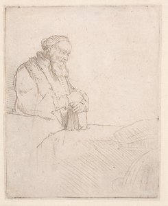 Starý muž v meditaci, opírající se o knihu od Rembrandt van Rijn