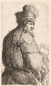 Starý muž viděný zezadu: profil doprava: polopostava od Rembrandt van Rijn
