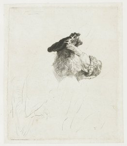 Starý muž, který si rukou zakrývá oči od Rembrandt van Rijn