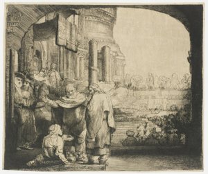 Petr a Jan uzdravující mrzáka u brány chrámu od Rembrandt van Rijn