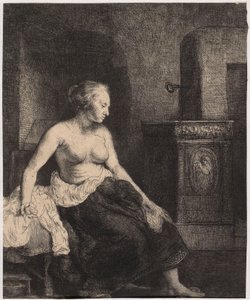 Polonahá žena sedící u kamen od Rembrandt van Rijn