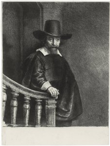 ""Portrait Of Doctor Bueno"" Portrét lékaře a spisovatele Dr. Ephraima Buena (Ephraim Bueno, židovský lékař) Rytina Rembrandt van Rhijn (1606-1669) od Rembrandt van Rijn