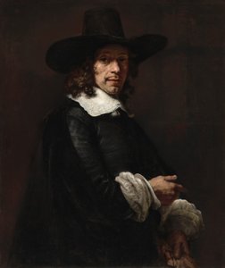 Portrét gentlemana s vysokým kloboukem a rukavicemi od Rembrandt van Rijn