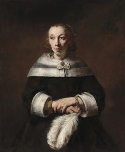 Portrét ženy s vějířem z pštrosího peří od Rembrandt van Rijn