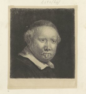 Portrét spisovatele Lievena Willemsze. van Coppenol: velký talíř Recueil de quatre-vingt-cinq estampes originales (název série) od Rembrandt van Rijn