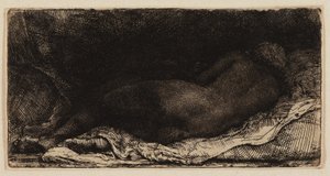 Ležící ženský akt od Rembrandt van Rijn