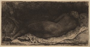 Ležící ženský akt od Rembrandt van Rijn