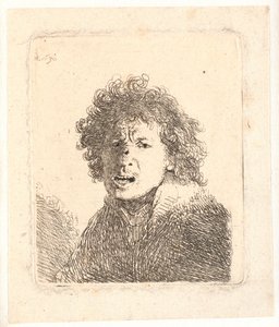 Rembrandt prostovlasý a otevřenými ústy, jako by křičel: poprsí od Rembrandt van Rijn