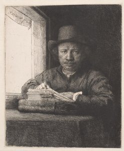 Rembrandt kreslí v okně od Rembrandt van Rijn