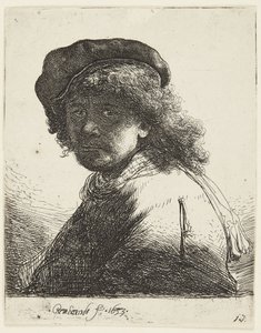 Rembrandt v čepici a šále od Rembrandt van Rijn