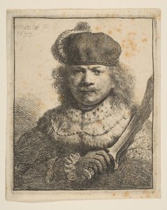 Rembrandt se vztyčenou šavlí, 1634. od Rembrandt van Rijn
