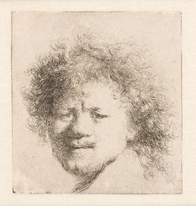 Rembrandt s dlouhými hustými vlasy: pouze hlava od Rembrandt van Rijn