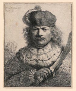 Rembrandt se vztyčenou šavlí od Rembrandt van Rijn