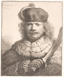 Rembrandt se zvednutou šavlí: polopostava od Rembrandt van Rijn