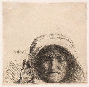 Rembrandtova matka: Pouze hlava, zepředu od Rembrandt van Rijn