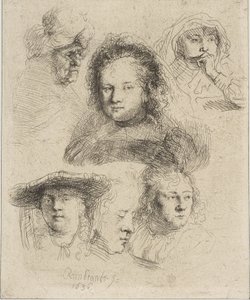 Rembrandtova žena a pět dalších hlav, 1636. od Rembrandt van Rijn