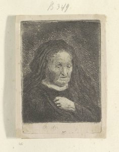Rembrandtova matka s rukou na hrudi: malé poprsí Recueil de quatre-vingt-cinq estampes originales (název série) od Rembrandt van Rijn