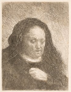 Rembrandtova matka s rukou na hrudi: malá busta od Rembrandt van Rijn