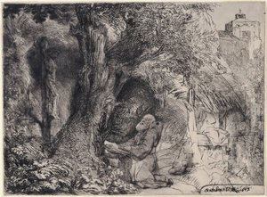 Svatý František se modlí pod stromem od Rembrandt van Rijn