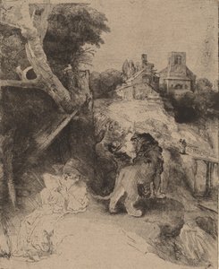 Svatý Jeroným Čtení v italské krajině, c. 1653. od Rembrandt van Rijn