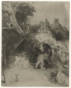 Svatý Jeroným Čtení v italské krajině Svatý Jeroným čte v italské krajině od Rembrandt van Rijn