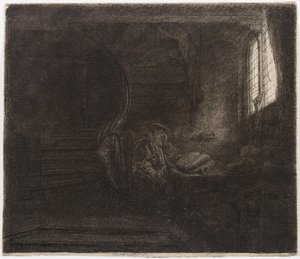 Svatý Jeroným v temné komnatě od Rembrandt van Rijn