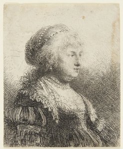 Saskia s perlami ve vlasech od Rembrandt van Rijn