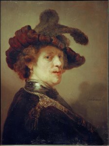 Autoportrét s péřovým kloboukem od Rembrandt van Rijn
