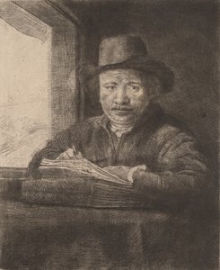 Kresba autoportrétu v okně, 1648. od Rembrandt van Rijn