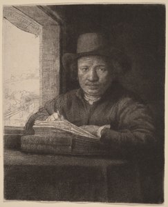 Autoportrét – lept u okna od Rembrandt van Rijn