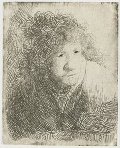 Autoportrét, předklon, poslech, 1628. od Rembrandt van Rijn