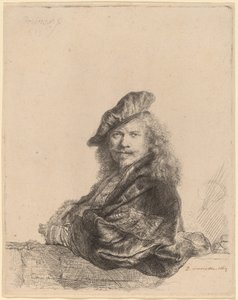 Autoportrét opřený o kamenný parapet od Rembrandt van Rijn