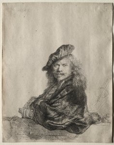 Autoportrét opřený o kamenný parapet od Rembrandt van Rijn