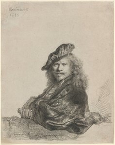 Autoportrét opřený o kamenný parapet od Rembrandt van Rijn