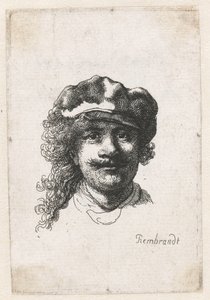 Autoportrét s měkkou čepicí: celý obličej, pouze hlava, c. 1635. od Rembrandt van Rijn