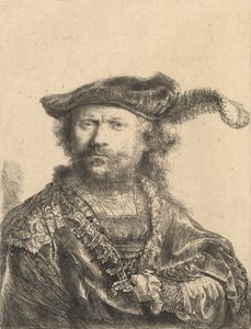 Autoportrét v sametové čepici s chocholem, 1638. od Rembrandt van Rijn