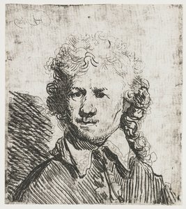Autoportrét, Holohlavý Autoportrét prostý: poprsí, hrubě leptané od Rembrandt van Rijn