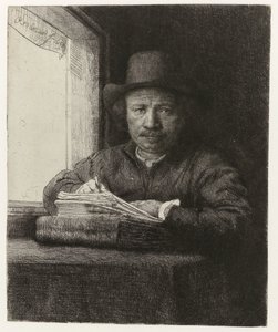 Autoportrét, Lept do okna Autoportrét lept na okno od Rembrandt van Rijn
