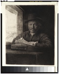 Autoportrét, Lept u okna, 1648 (lept a rytina na položený papír) od Rembrandt van Rijn