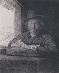 Autoportrét, Lept u okna, 1648 (lept a rytina na položený papír) od Rembrandt van Rijn