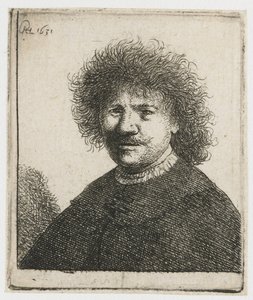 Autoportrét v plášti s padacím límcem: poprsí od Rembrandt van Rijn