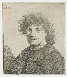 Autoportrét v plášti s padacím límcem: poprsí od Rembrandt van Rijn