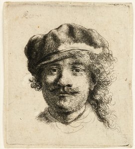 Autoportrét s měkkou čepicí: celý obličej, pouze hlava, cca 1634. od Rembrandt van Rijn