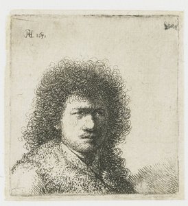 Autoportrét s huňatými vlasy: poprsí od Rembrandt van Rijn