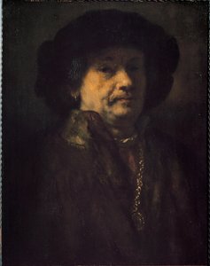 Autoportrét s náušnicí a zlatým řetízkem (Malba od Rembrandt van Rijn