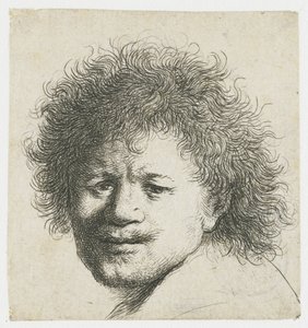 Autoportrét s dlouhými huňatými vlasy: pouze hlava od Rembrandt van Rijn