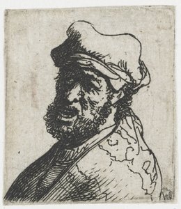 Série studií mužských hlav: muž s výkřikem, pohled ze tří čtvrtin zleva: poprsí od Rembrandt van Rijn