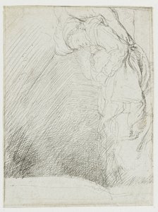 List s kresbami, na kterém je žena ležící nemocná v posteli od Rembrandt van Rijn